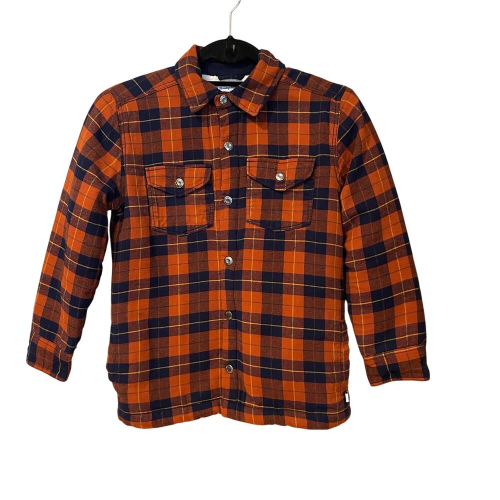 Tommy Bahama Boys L Plaid Sherpa Lined Flannel Shacket Cotton Snap Front